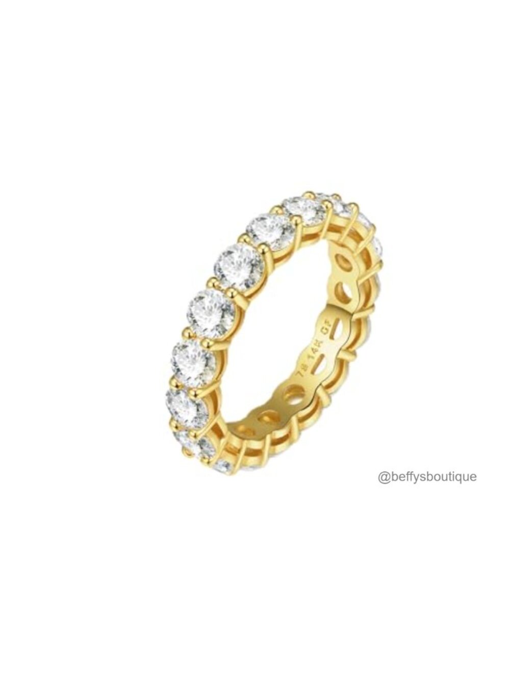 14K Gold Filled Eternity Ring Cubic Zirconia Wedding Band Stackable